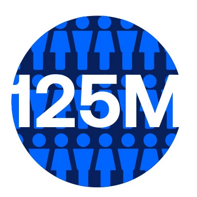 more than 125 million